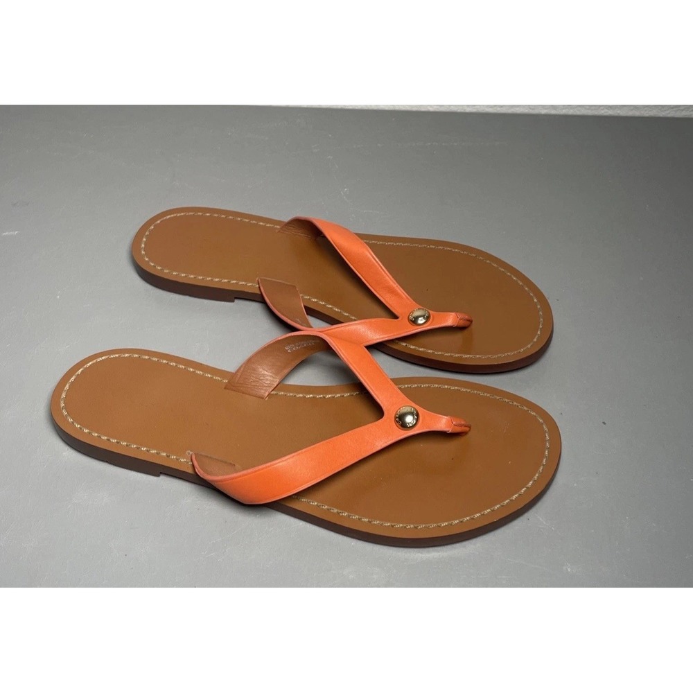 Coach Women's Orange Thong Sandals Slip On Flat Logo Accent Size 7B
